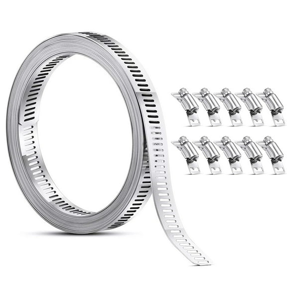 Adjustable 304 Stainless Steel Hose Clamp with Fasteners Duct Clamps for Automotive Pipes Cables Tubes Heating Cooling