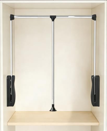 Adjustable 33''-45'' Pull Down Closet Rod, 60 Lbs Heavy Duty Closet ...