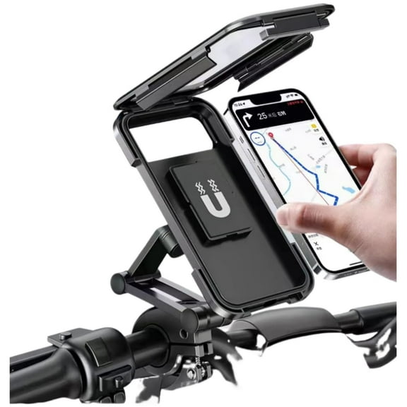 Adjustable 360° Rotating Waterproof Bike and Motorcycle Phone Mount with Anti-Shock Design and Touchscreen Compatibility