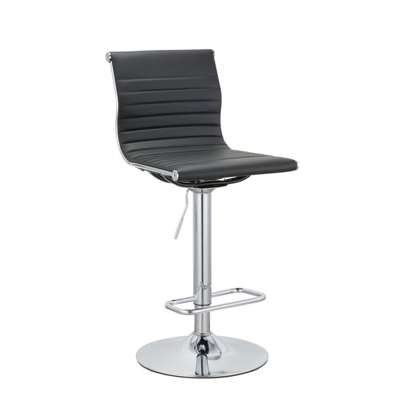 Adjustable 37 to 45.5 Inches Balck PU Bar Stool with Chrome Leg Set of 2