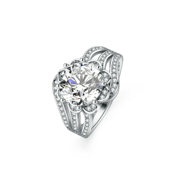 Adjustable 3ct Moissanite Engagement Rings for Women 18K Gold Plated S925 Sterling Silver Diamond Rings Round Cut D Color VVS1 Moissanite Rings with Certificate