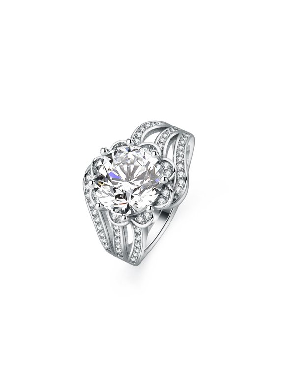 Adjustable 3ct Moissanite Engagement Rings for Women 18K Gold Plated S925 Sterling Silver Diamond Rings Round Cut D Color VVS1 Moissanite Rings with Certificate