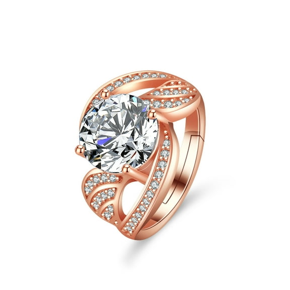 Adjustable 3ct Moissanite Engagement Rings for Women 18K Gold Plated S925 Sterling Silver Diamond Rings Round Cut D Color VVS1 Moissanite Rings with Certificate