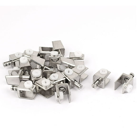 Adjustable 3mm-8mm Thick Rectangle Glass Shelf Bracket Clamps Clip Holder 20pcs