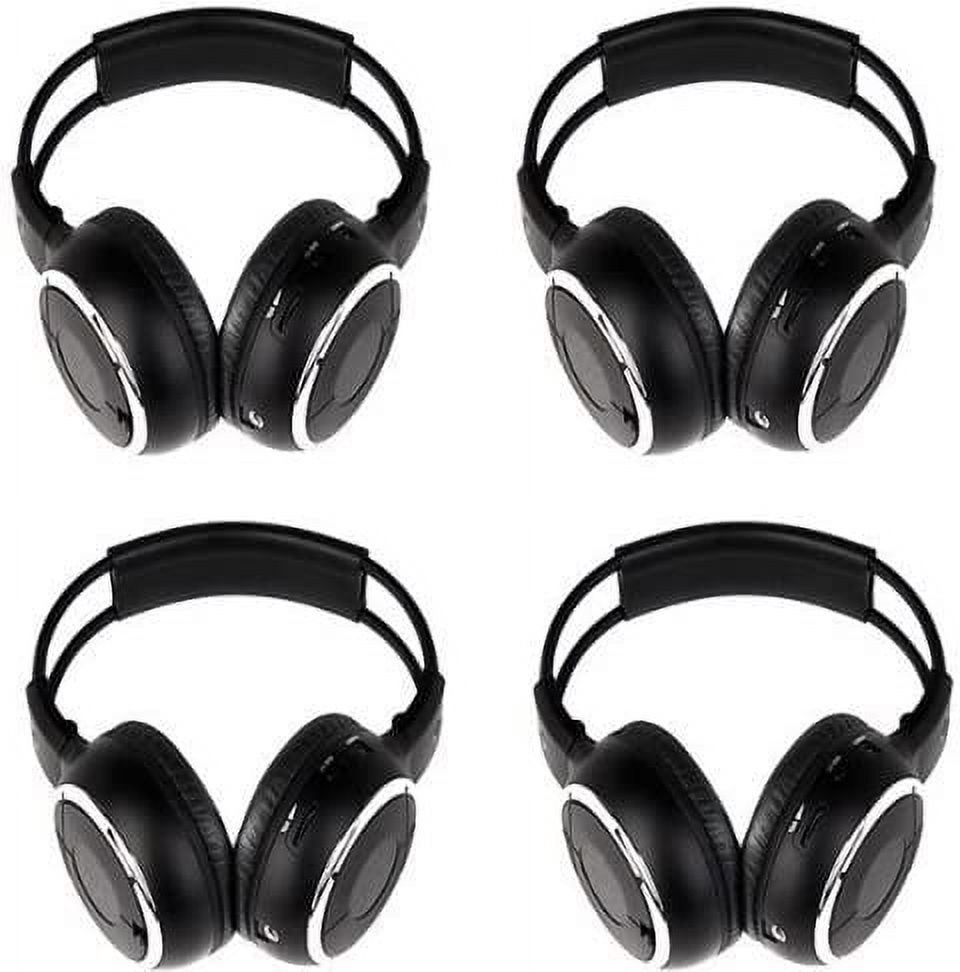 Adjustable 4 Pack of Two Channel Folding Universal Rear Entertainment System Infrared Headphones