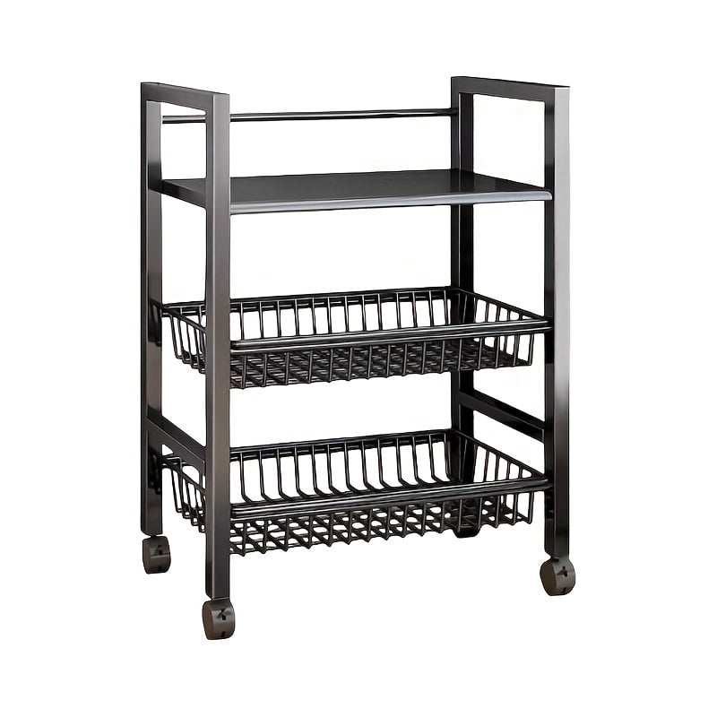 Adjustable 4-Storey Metal Shelf Rack - 1pc Movable Storage Rack With 3 ...