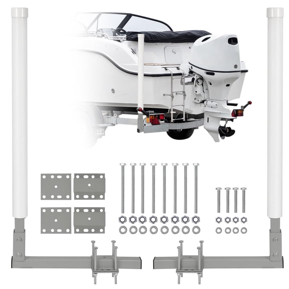 Adjustable 40" Boat Trailer Guide Poles, 2 Pcs Rustproof Galvanized Steel with PVC Protection, 43" Height, Flexible Installation for Easy Loading of Ski, Fishing & Sailboats