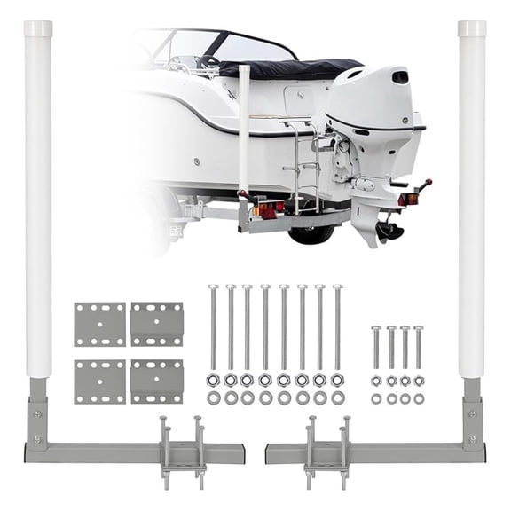 Adjustable 40" Boat Trailer Poles, 2 Pcs Rustproof Galvanized Steel with PVC Protection, 43" Height, Flexible Installation for Easy Loading of Ski, Fishing & Sailboats