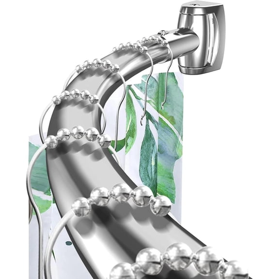 Adjustable 42-78 Inch Silver Arched Bath Curtain Rod with Rounded Bow Shower Rail