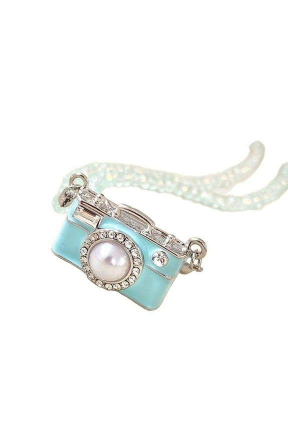 Adjustable 45Cm Collarbone Necklace Camera Pendant Alloy Jewelry With Crystal Accent Accessory For Stylish Outfit