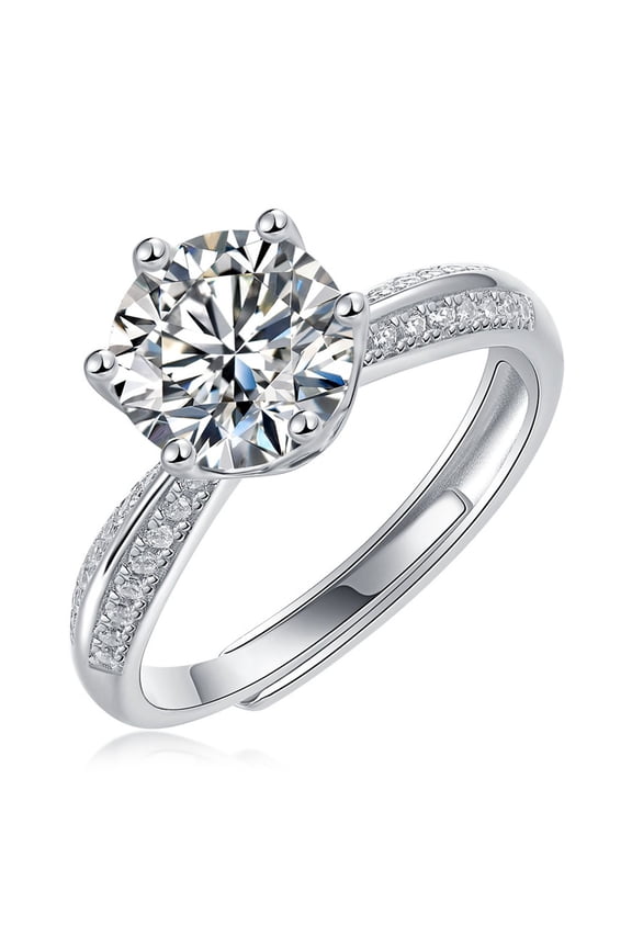 Adjustable 5 Carat Moissanite Ring for Women 925 Sterling Silver Moissanite Diamond Ring Moissanite Engagement Rings for Women Lab Grown Diamond Wedding Rings Women's Promise Rings
