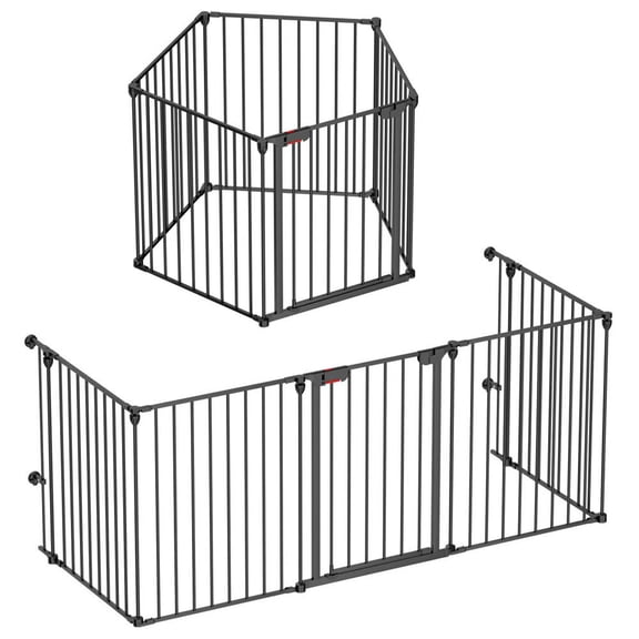 Adjustable 5-Panel Pet Gate - 120" Wide 29" Tall Expandable Dog Playpens,Safety Fence & Pet Playpen for Fireplace, Christmas Tree, Doorways, Stairs