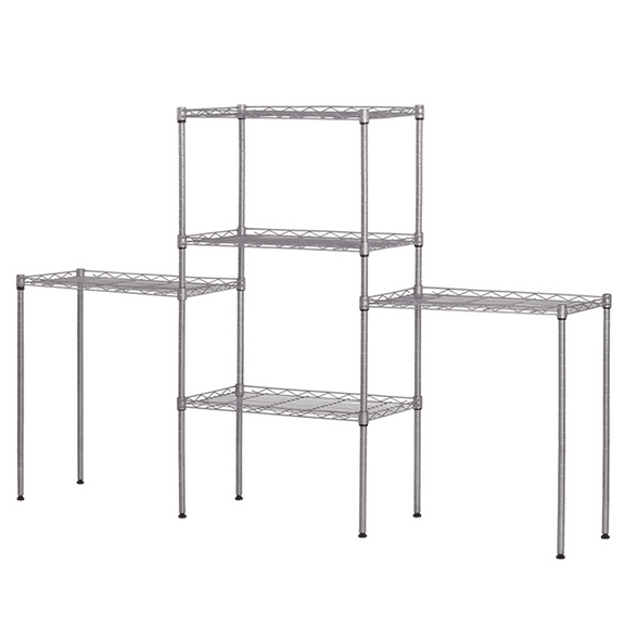 Adjustable 5-Shelf Storage Rack, Heavy Duty 550lbs, Tool-Free Assembly, Silver