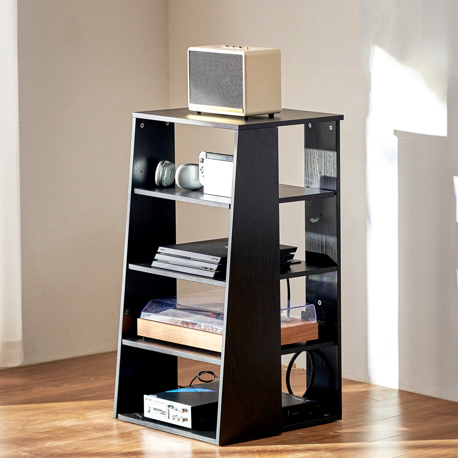 Photo inspiration: Av Storage Solutions For Home Entertainment Equipment And Organization Reference: Adjustable 5 Tier Av Media Stand Wooden Structure For Media