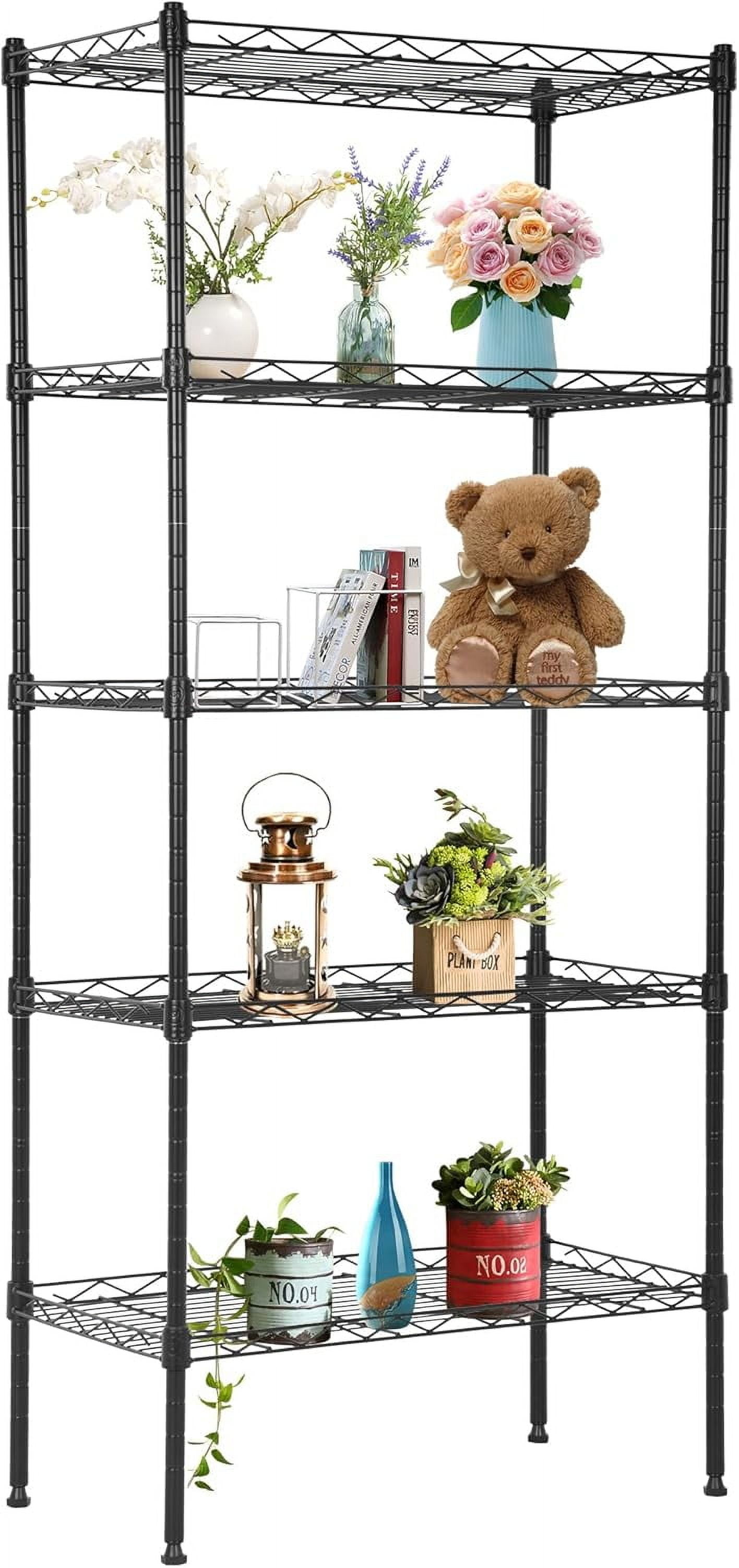 Black 5-Tier Adjustable Metal Storage Rack for Kitchen and Garage