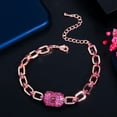 thumbnail image 1 of Adjustable 585 Rose Gold Red CZ Cuban Link Chain Square Bracelet Women Jewelry, 1 of 9