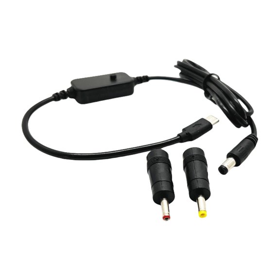 Adjustable 5V 9V 12V 15V 20V USB C to 5.5x2.1mm Power Cable with 2 Connectors