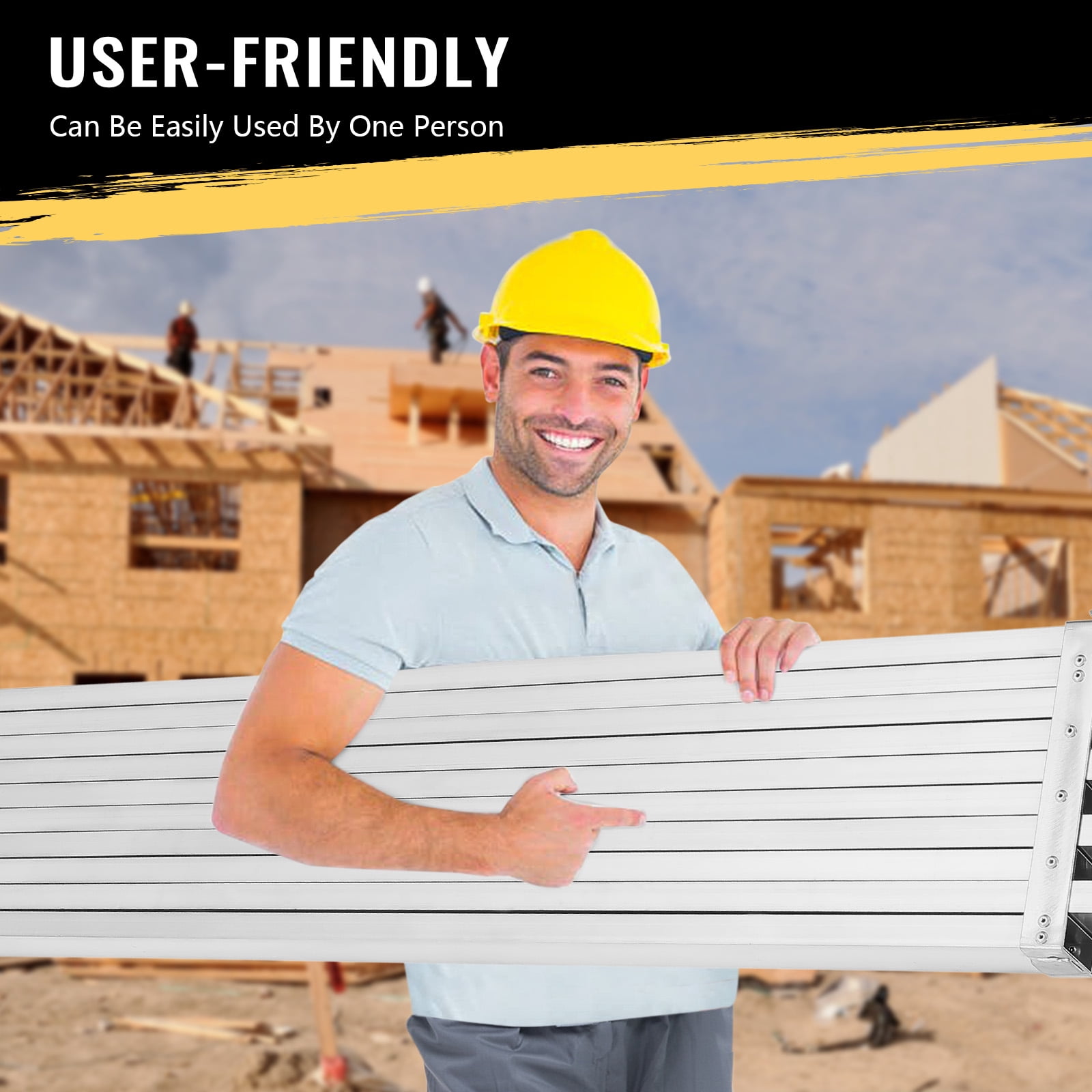 Adjustable 6-15ft Telescoping Work Plank – Aluminum Scaffold Platform ...