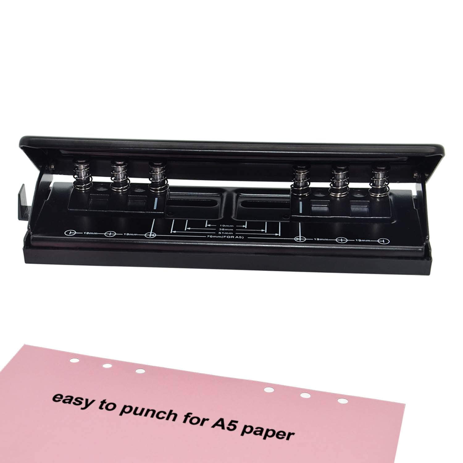 Carevas Adjustable 6-Hole Desktop Punch Puncher for A4 A5 A6 B7 Dairy  Planner Organizer Six Ring Binder with 6 Sheet Capacity