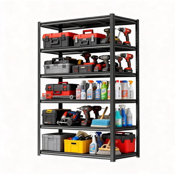Adjustable 6-Tier Garage Shelving, Heavy Duty Steel Storage Rack, High Load Capacity, Ideal for Garage, Warehouse, or Home Organization (6-Tier 78" H x 40" W x 18" D)