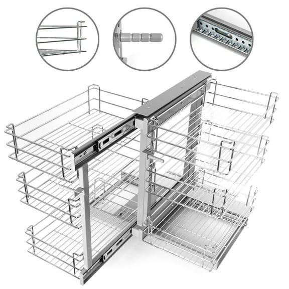 Adjustable 6 - Tier Kitchen Pull - Out Organizer, 47cm/18.5in Depth, Great for Storing Utensils in Modern Kitchens