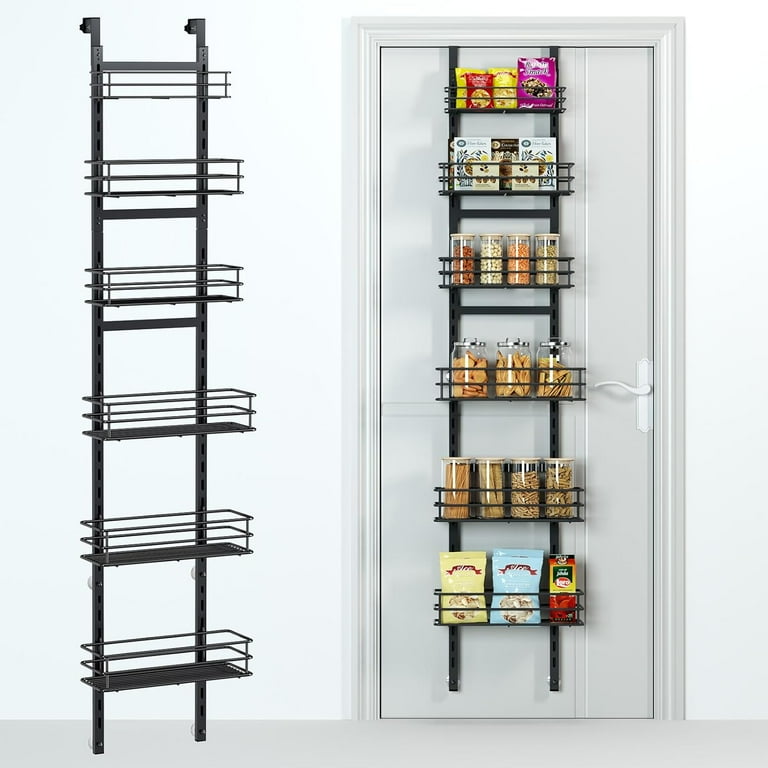 Adjustable 6 Tier Over The Door Pantry Organizer Spice Rack Narrow Hanging Shelf For Kitchen Storage And Organization Walmart