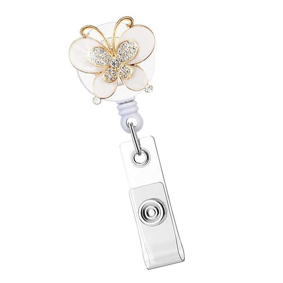 Adjustable 60cm Crystal Butterfly Badge Reel, Sturdy ABS Office Clip for Workplace Professionals & Commuting