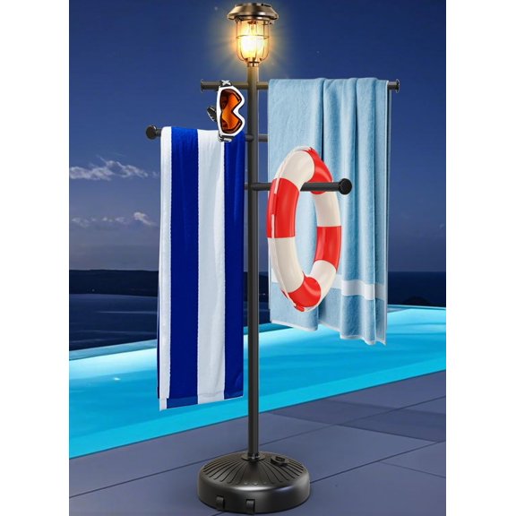 Adjustable 63 Inch Outdoor Towel Rack with Wheels