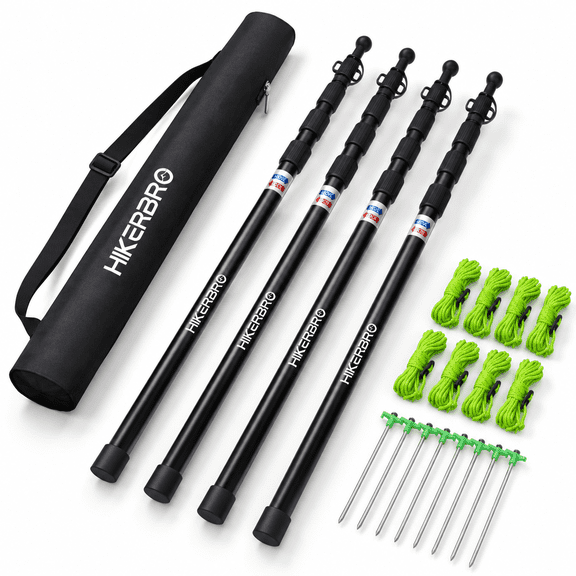 Adjustable 7.7ft Black Aluminum Telescoping Camping Tent Poles Set of 4