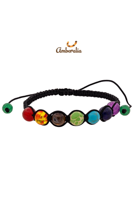 Adjustable 7 Chakra Healing Thread Bracelet, Reiki, Yoga, (7" to 11" aprox)