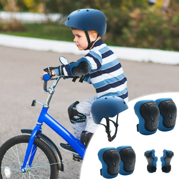Adjustable 7 Piece Skateboard Safety Gear Set Helmet with Knee Elbow Wrist Protection for Biking Rollerblade Scooter Outdoor Sports Protective Equipment