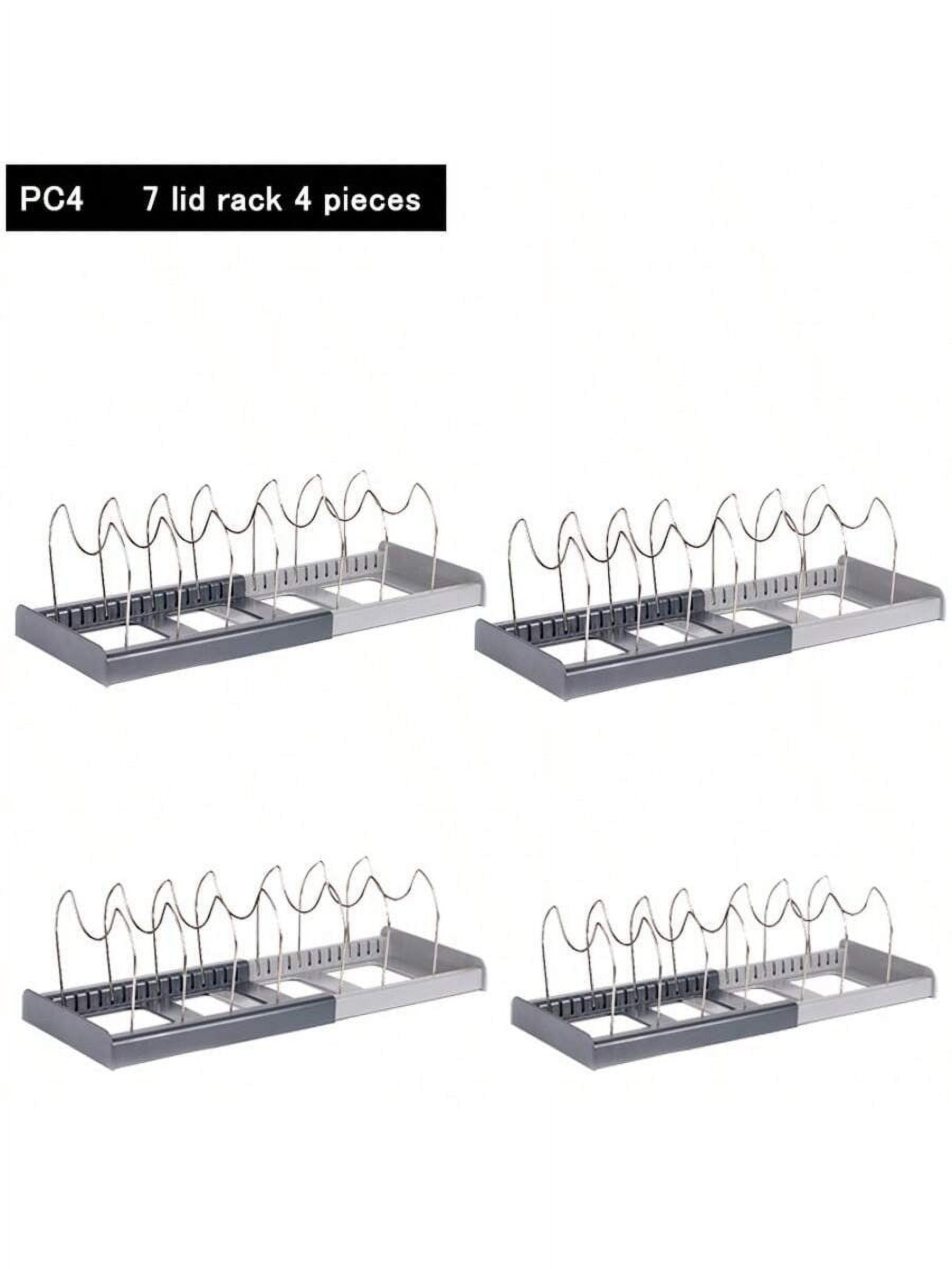 Adjustable 7-Slot Pot Lid Organizer - Telescoping Countertop Storage ...