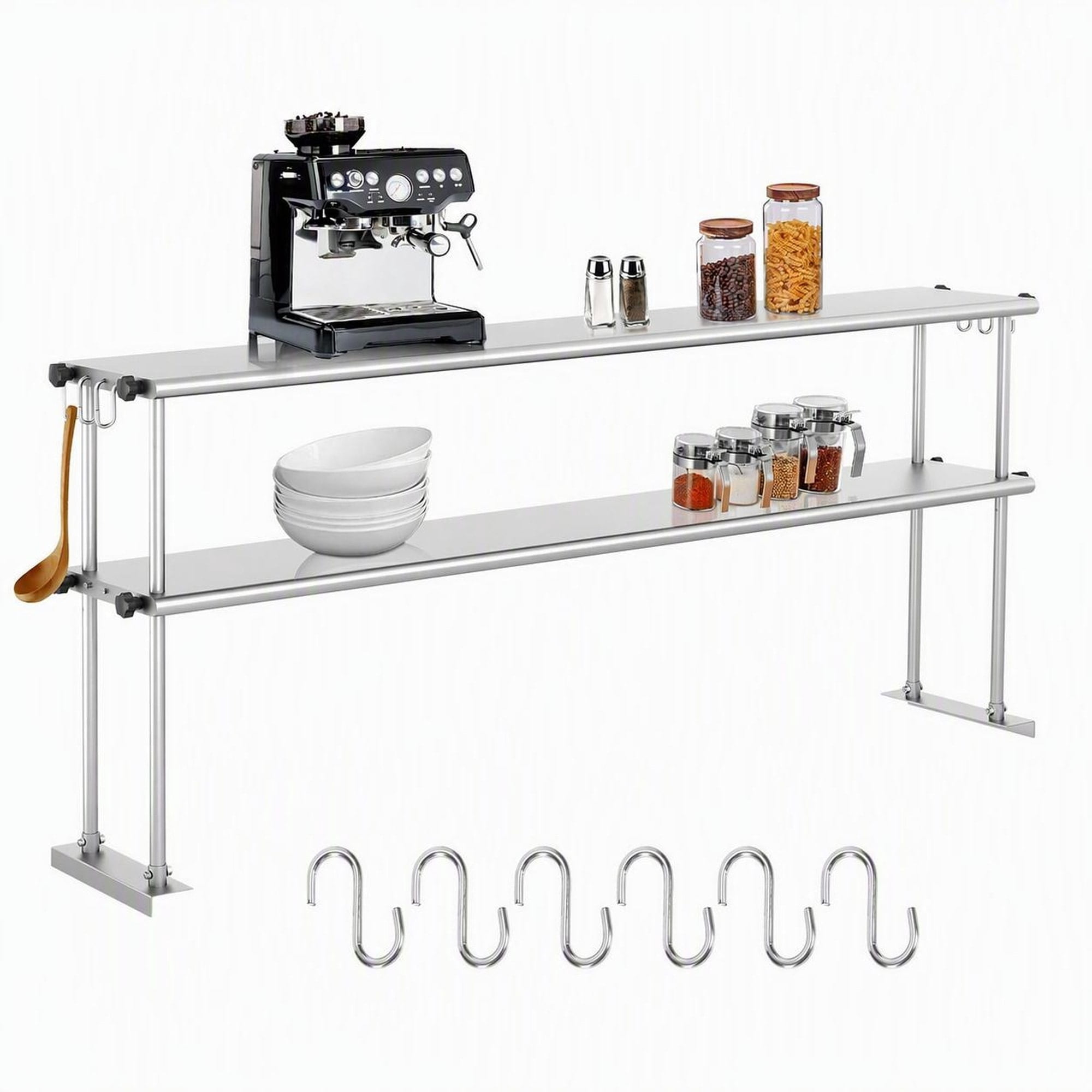 Kitchen Enclosed Storage Racks Adjustable 72 Inch Stainless Steel Kitchen Storage Rack with Reinforced ...