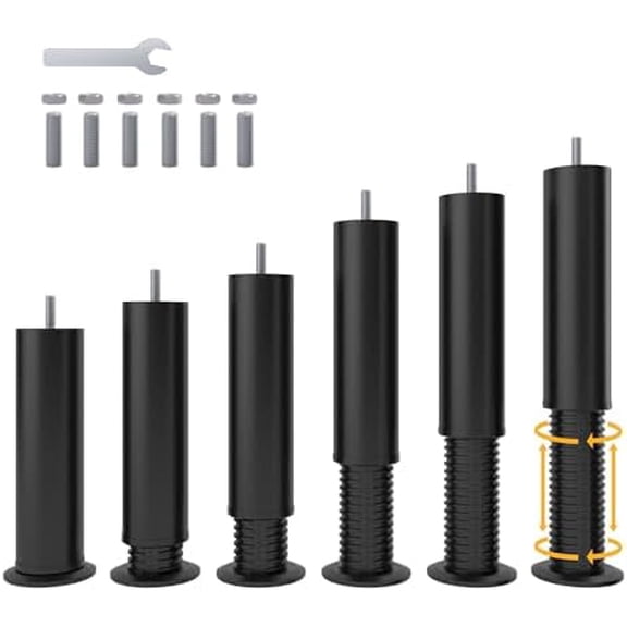 Adjustable 8-12 inch Bed Legs Metal Replacement Heavy Duty Leg M8 M10 Thread 6Pcs Support Leg for Adjustable Bed Frame, Sofa, Cupboard, Desk