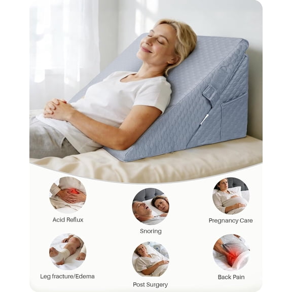 Adjustable 9 & 12 Inch Wedge Pillow for Sleeping Apnea, Acid Reflux Relief, Back Pain, Snoring & Post Surgery Recovery