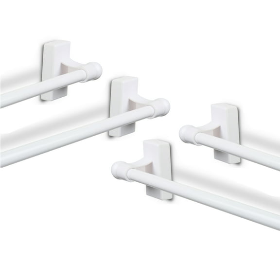Adjustable 9"-16" Magnetic Curtain Rod 9-16 ( Set of 4 ) - White