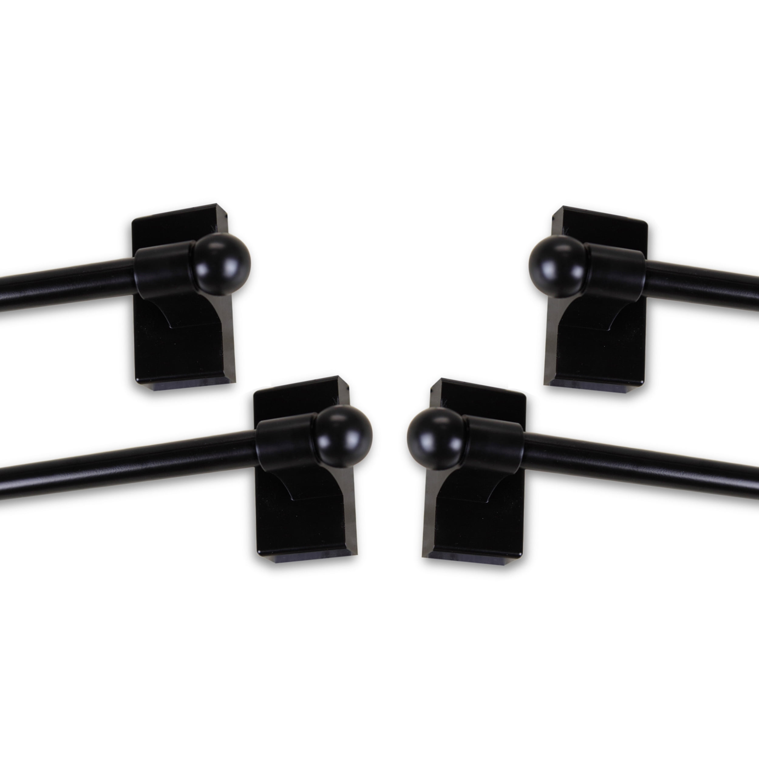Adjustable 9"-16" Magnetic Curtain Rod (Set of 4) - Black