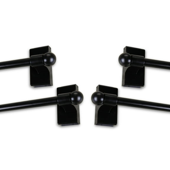 Adjustable 9"-16" Magnetic Curtain Rod (Set of 4) - Black