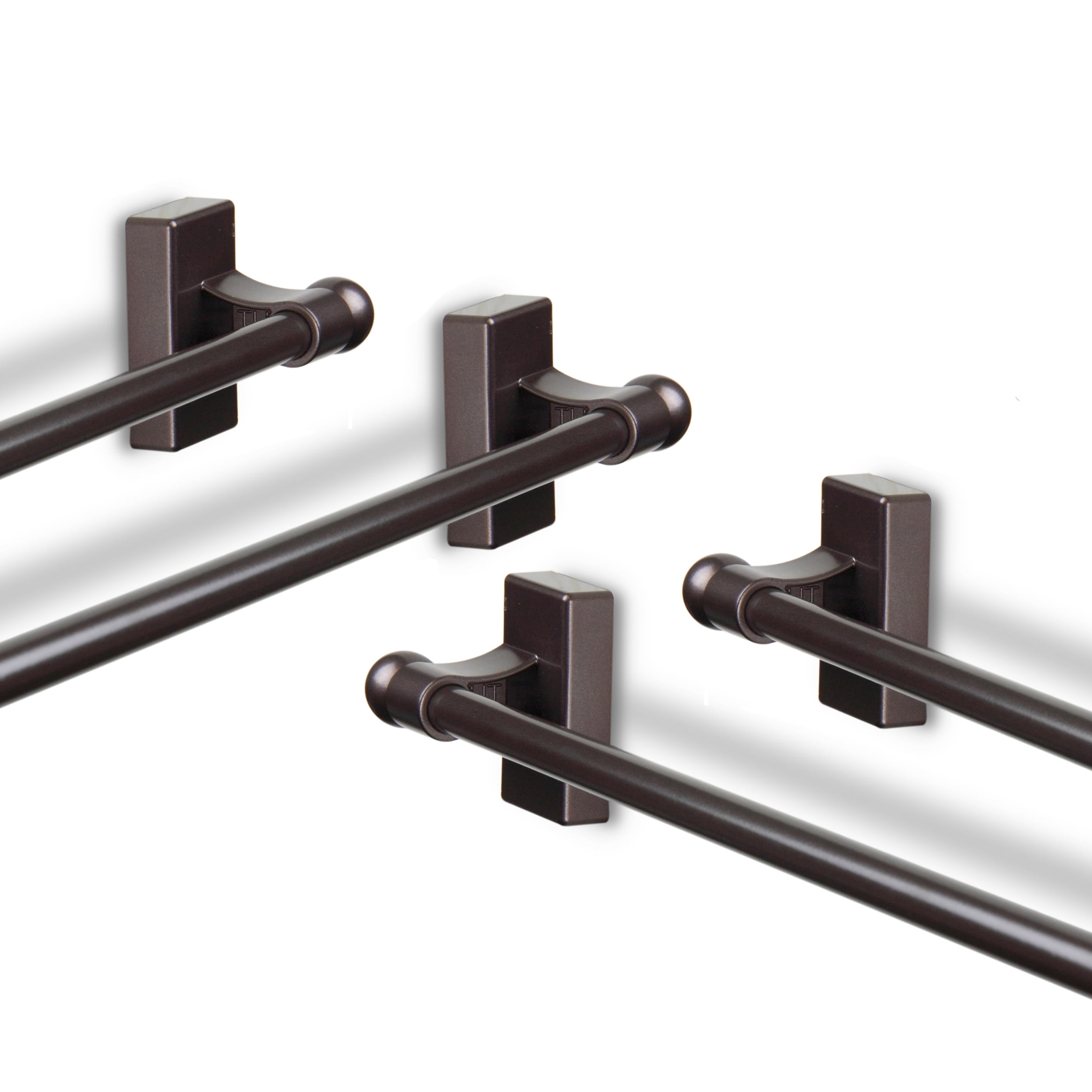Adjustable 9"-16" Magnetic Curtain Rod (Set of 4) - Cocoa