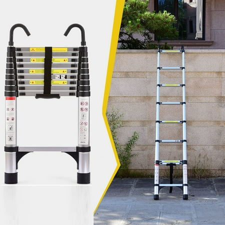 Adjustable 9.5ft Telescoping Ladder with Safety Lock - Lightweight & Versatile - High-Quality Aluminium(Frame Stabilizers)