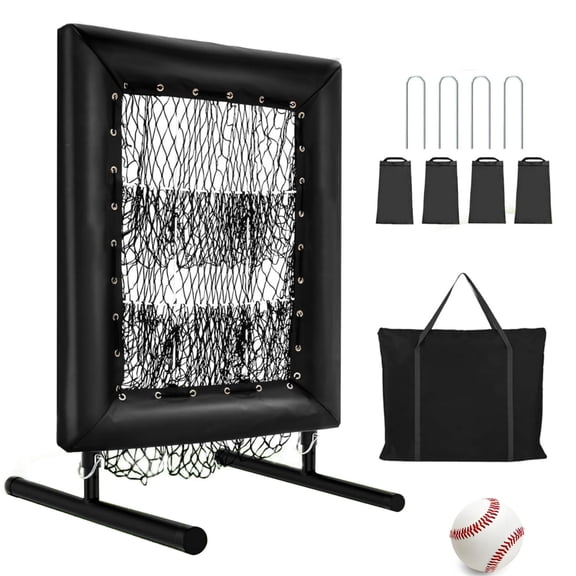 Adjustable 9-Hole Baseball Pitching Net - hit Zone & Rebounder for Team Training - Portable, Tear-Resistant, Easy Setup - Includes Nails & Sandbags