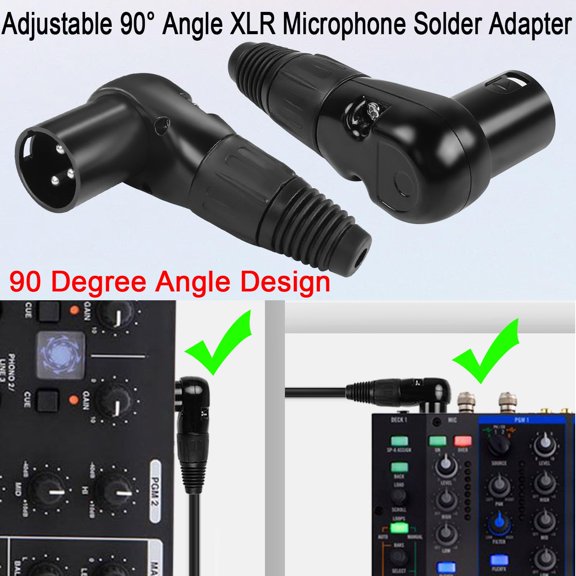 Adjustable 90 XLR Microphone Solder Adaptor - 3Pin XLR Male Right Angle Solder Connector Plug, Multi Angle Adjustable, for DIY/Repair/Narrow Space Wiring