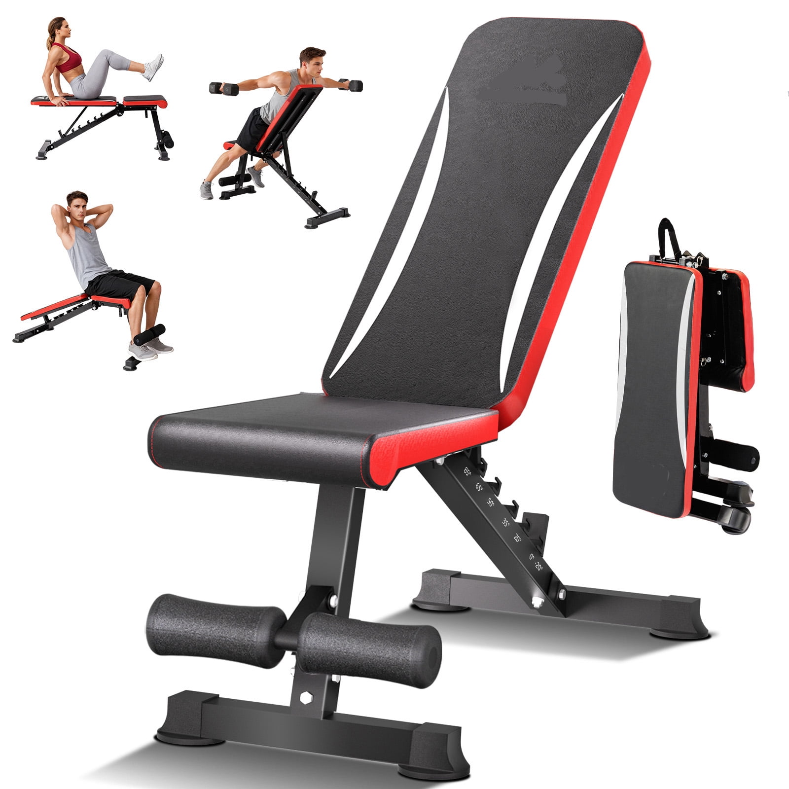 Adjustable 900 LBS Weight Bench for Home Gym with Stable Leg Support, Fast Folding Workout Bench for Full Body Strength Training, Men & Women