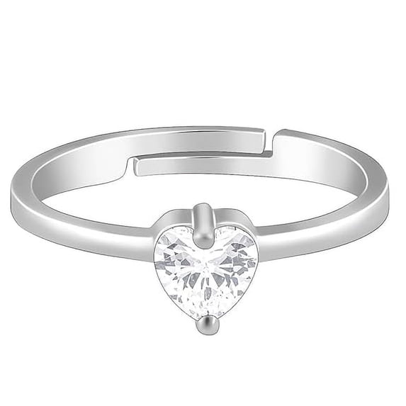 Adjustable 925 Silver Passionate Love Ring, Gifts for Girlfriend, Heart Shaped Moissanite Ring