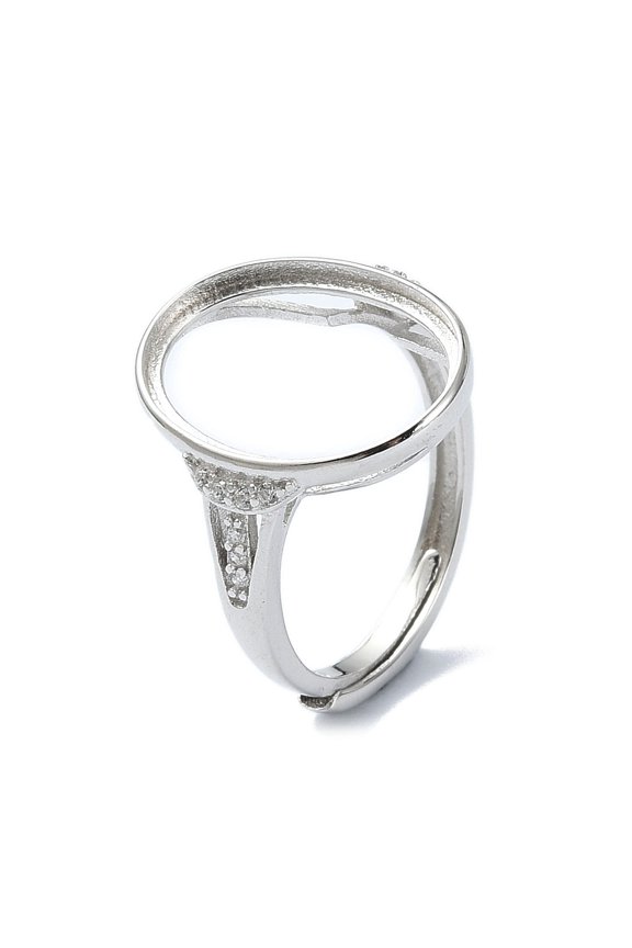 Adjustable 925 Sterling Silver Open Bezel Ring Settings with Cubic Zirconia Real Platinum Plated 2~2.5mm Inner Diameter: 16mm