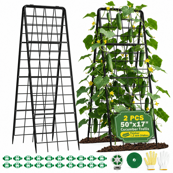 Adjustable A-Frame Garden Trellis, 2 Pack, 17 to 50 Inch Height, For Climbing
