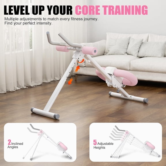 Adjustable Ab Trainer Machine with Knee Protection - Foldable Core Strength Equipment for Home Gym Workout