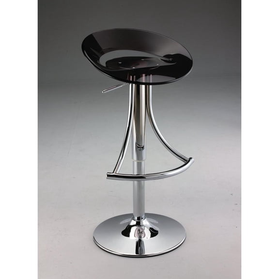 Adjustable Acrylic Plastic Bar Stool in black with chrome base