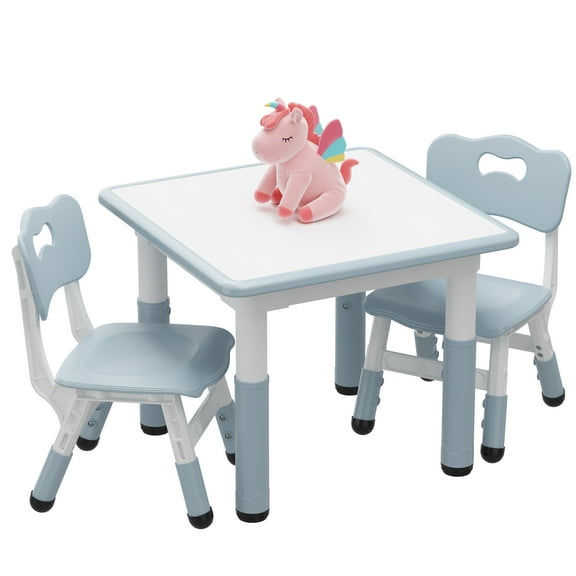 Adjustable Activity Table Set with Kitchen Storage, Small Scale Whiteboard Desktop Station, Light Gray