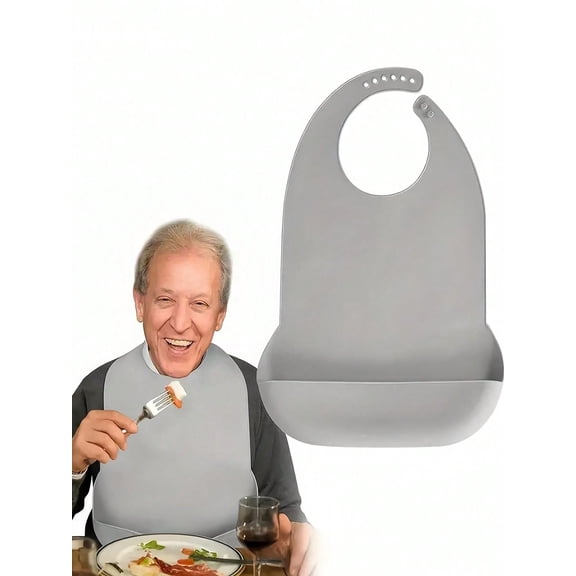 Adjustable Adult Kitchen Apron, Unisex, Silicone Material, With Crumb Collector Bag, Suitable For Elderly